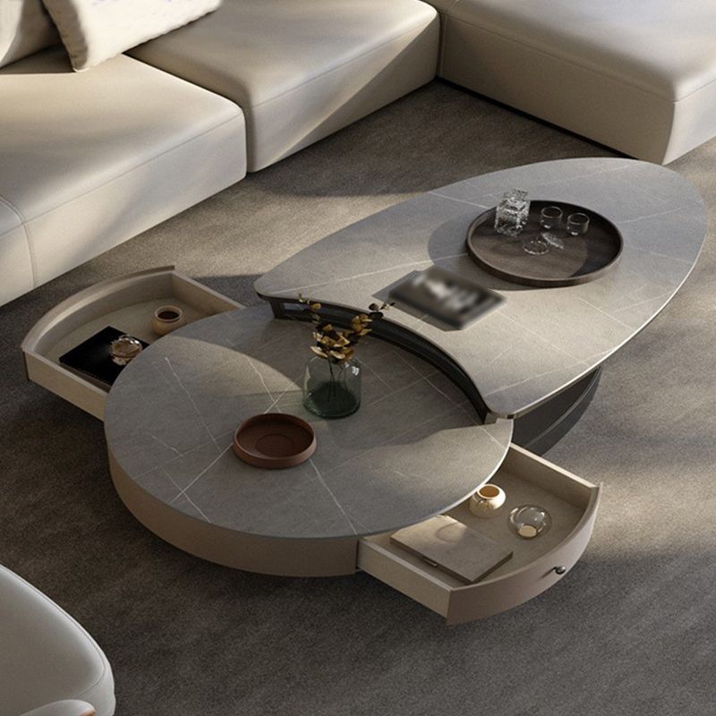 Schiefernistkaffeetisch Set Sockel Couchtisch mit 2 Schubladen