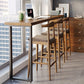 Industriële bar-eettafel voor binnen, rechthoekig massief houten bartafel