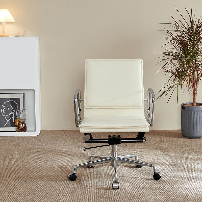 Silla de brazos fijos modernos cuero sin silla de escritorio ergonómico angustiante