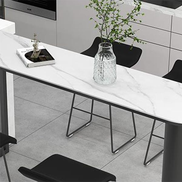 Sintered Stone Top unregelmäßiger Formbartisch Industrie -Bistro -Tisch mit doppelter Sockel
