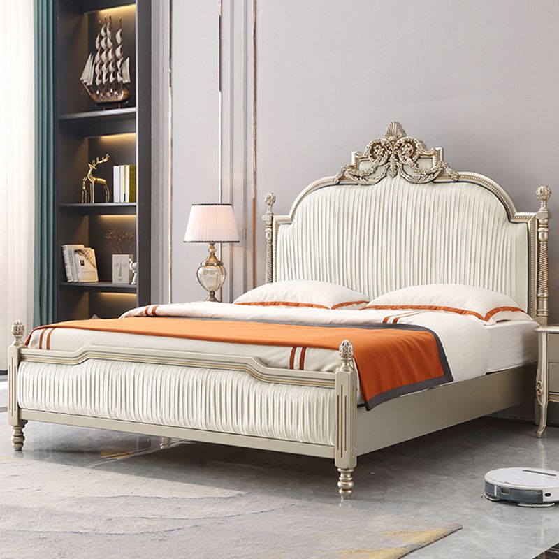 Victorian Upholstered Bed Frame with Nailhead Mattress Included Solid Wood Standard Bed Clearhalo 'Bedroom Furniture' 'Beds' 'furn' 'furn_beds' 'Furniture' 1200x1200_08860ba3-b52b-4b72-9ce8-a84c4e528512