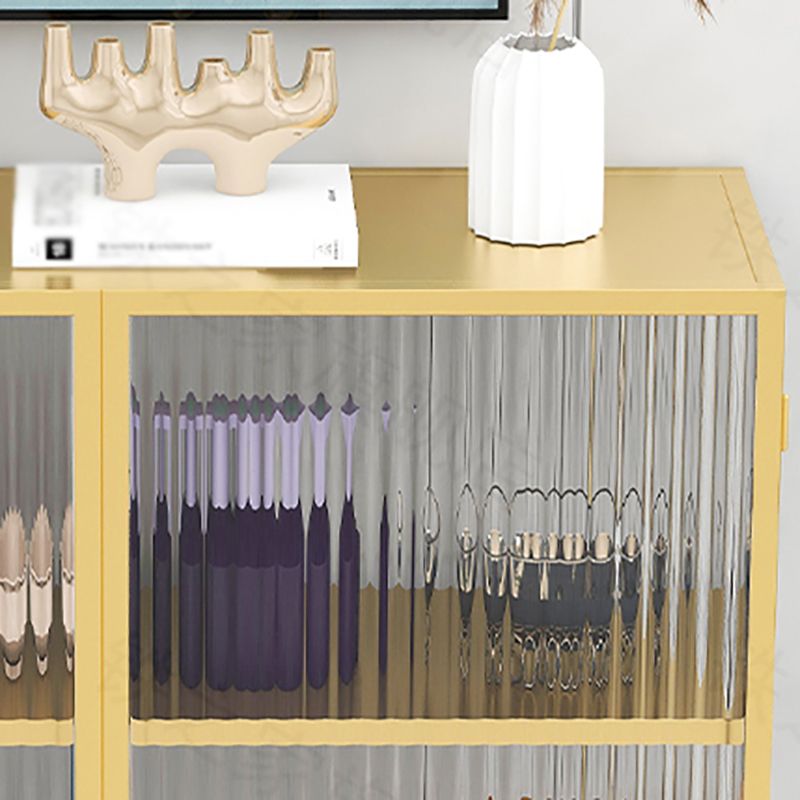 Living Room Metal Kitchen Server 54-inch Height Glass Door Dining Server Clearhalo 'buffet_sideboard' 'Buffets & Sideboards' 'furn' 'furn_buffet_sideboard' 'Furniture' 'Kitchen & Dining Furniture' 1200x1200_08885142-2b8c-4dac-9670-36b7c213db53