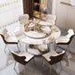 Round Dining Table Luxury Style Stone Pedestal Dinner Table with Turntable Clearhalo ' dining_table' 'Dining Tables & Seating' 'Dining Tables' 'furn' 'furn_dining_table' 'Furniture' 'furniture_dining_table' 'Kitchen & Dining Furniture' 'kitchen&dining_furn' 'kitchen' 'kitchen_dining_table' 1200x1200_088860b9-254b-4afc-97b9-ad12f061d6a5
