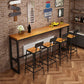 Juego de mesa de bar de madera industrial de 1/2/5 piezas, juego de mostrador rectangular para uso doméstico