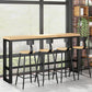 5 Pieces Modern Rectangle Solid Wood Pub Table with High Stools