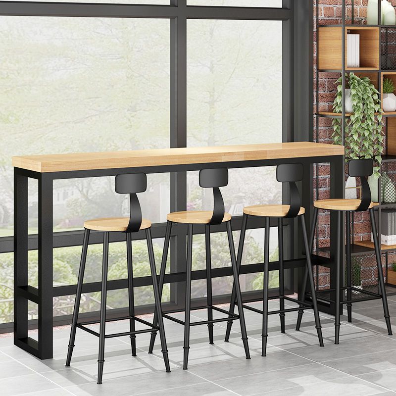 5 Pieces Modern Rectangle Solid Wood Pub Table with High Stools