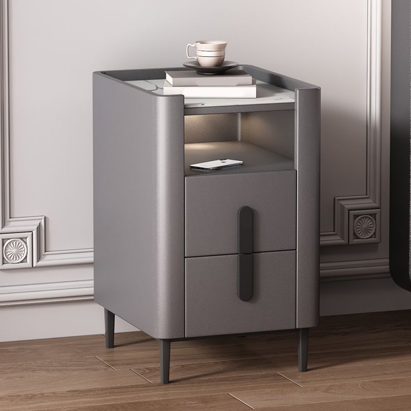 2 - comodino con shelf 21,65 "in pietra in pietra/pelle