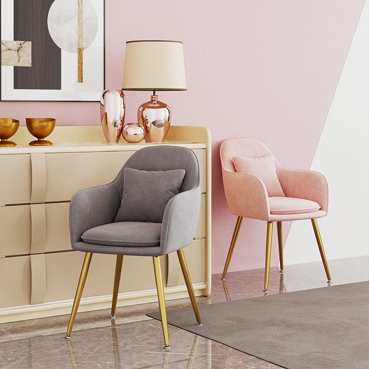 Scandinavian Style Metal Dining Chair Bedroom Upholstered Chair with Arm Clearhalo ' kitchen&dining_furn' 'Dining Chairs' 'Dining Tables & Seating' 'dining_chair' 'furn' 'furn_dining_chair' 'Furniture' 'furniture_dining_chair' 'Kitchen & Dining Furniture' 'kitchen' 1200x1200_0890f685-2e5a-438d-af36-034c086b9a93