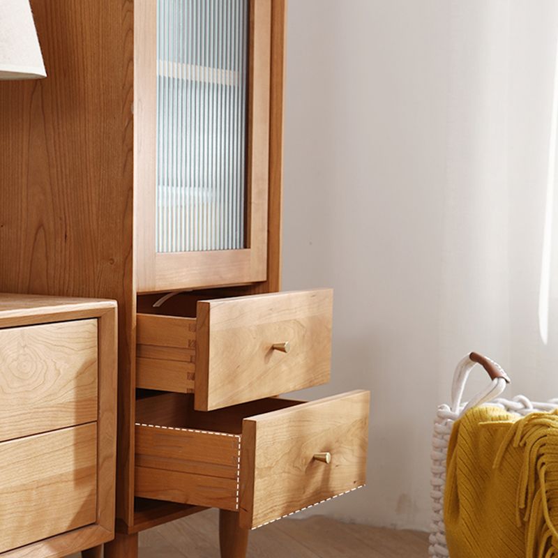 Moderner Stil Massive Holzglas Tür Sideboardschrank mit Lagerschubladen