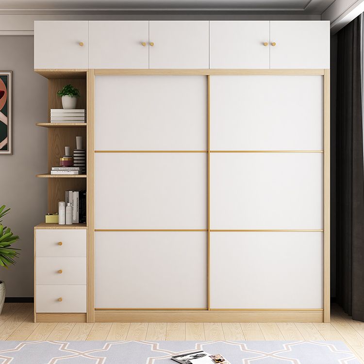 Modern Artificial Wood Wardrobe Freestanding Wardrobe with Sliding Doors