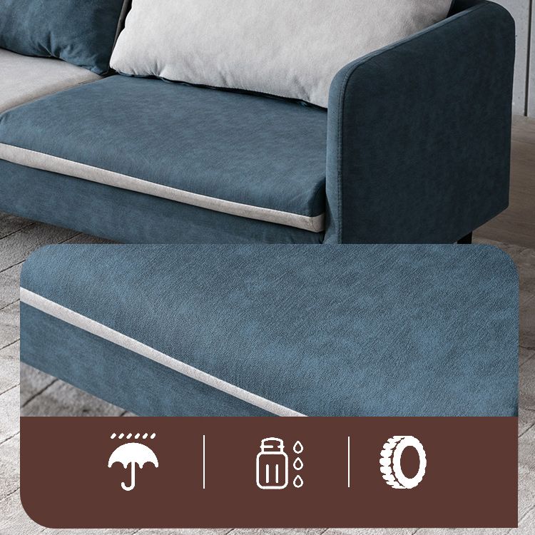 Contemporary Faux Leather Sofa Square Arm Loveseat for Apartment