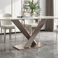 Metal Traditional Luxury Rectangular Dining Table Sintered Stone Table with Pedestal Clearhalo ' dining_table' 'Dining Tables & Seating' 'Dining Tables' 'furn' 'furn_dining_table' 'Furniture' 'furniture_dining_table' 'Kitchen & Dining Furniture' 'kitchen&dining_furn' 'kitchen' 'kitchen_dining_table' 1200x1200_08994e0b-de03-403a-8beb-22a56f210487