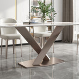 Metal Traditional Luxury Rectangular Dining Table Sintered Stone Table with Pedestal Clearhalo ' dining_table' 'Dining Tables & Seating' 'Dining Tables' 'furn' 'furn_dining_table' 'Furniture' 'furniture_dining_table' 'Kitchen & Dining Furniture' 'kitchen&dining_furn' 'kitchen' 'kitchen_dining_table' 1200x1200_08994e0b-de03-403a-8beb-22a56f210487