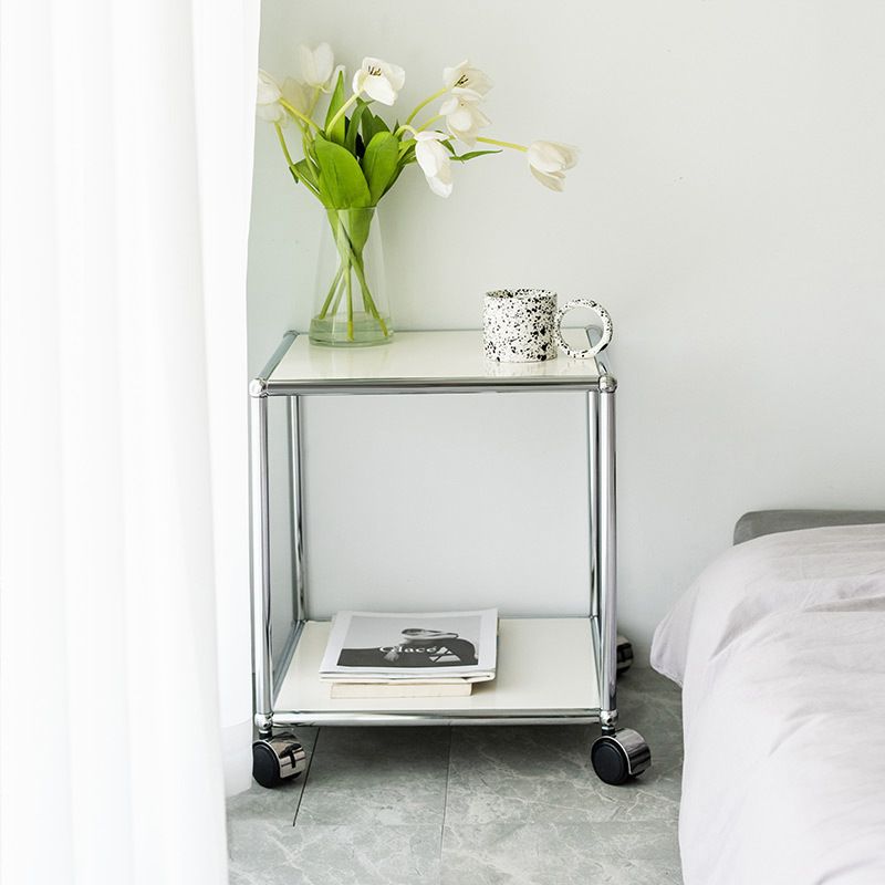 16.5" W Square End Table Modern 1-Shelf Side Table with Casters