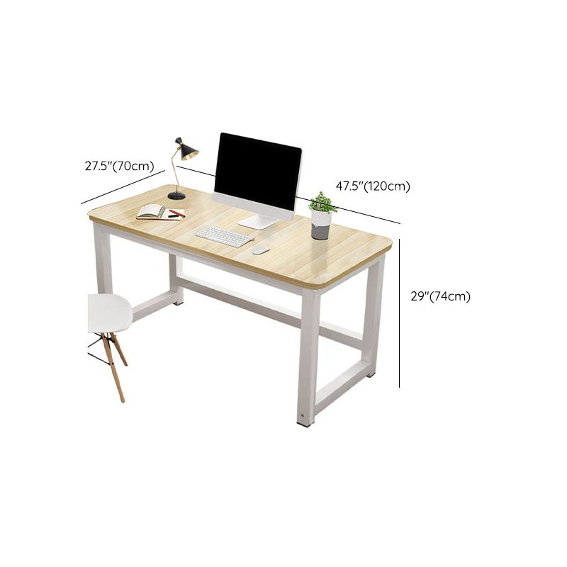 Rectangular Shaped Office Writing Table Wood in Natural with Metal Legs Clearhalo 'furn' 'furn_office_desk' 'Furniture' 'Office Desks' 'Office Furniture' 'office_desk' 1200x1200_089a9b08-0dbb-4c3f-a66d-8be707cda958