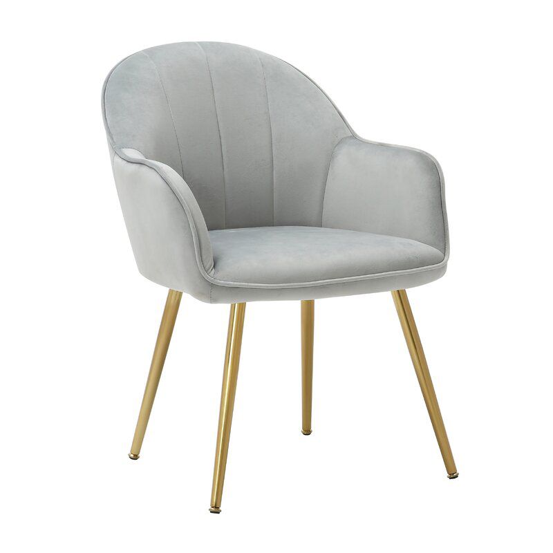 Modern Style Cloth Overturning Armrest Sewn Pillow Back Metal Arm Chair