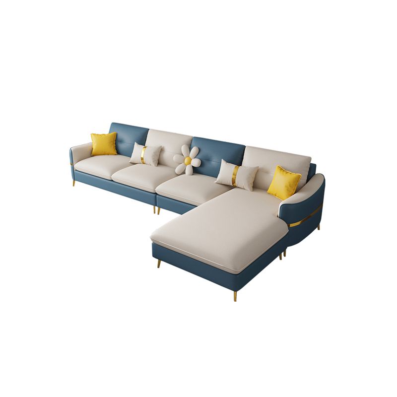 Faux Leather Square Arm Sofa with Pillows, 3/4 seat Sofa for Living Room Clearhalo 'furn' 'furn_sectionals' 'Furniture' 'Living Room Furniture' 'Sectionals' 1200x1200_089eb859-0590-485d-a1ac-fd48382c41c2