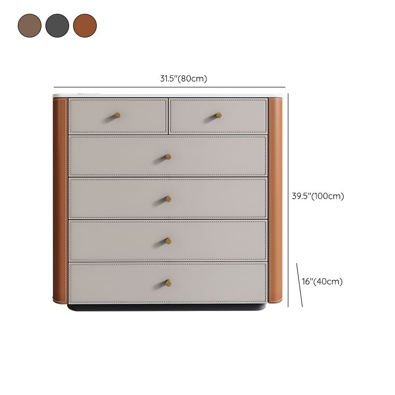 Commode contemporaine en pierre de 15,6 pouces de largeur avec 6 tiroirs