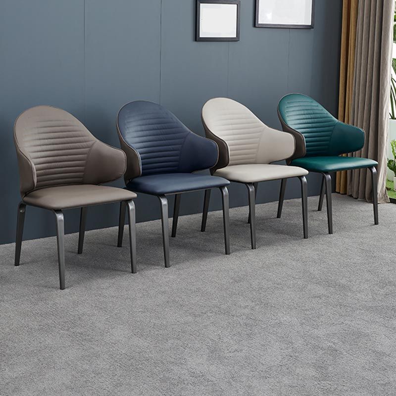 Silla de comedor tapizada de cuero con silla de comedor contemporánea