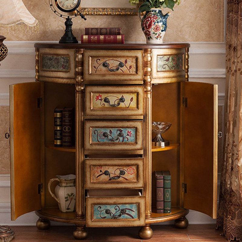 Industrial Bombe Accent Cabinet with Drawers and 2 Doors in Solid Wood Clearhalo 'Cabinets & Chests' 'cabinets_chests' 'furn' 'furn_cabinets_chests' 'Furniture' 'Living Room Furniture' 1200x1200_08a07c98-5026-463d-a5e8-952960fb566d