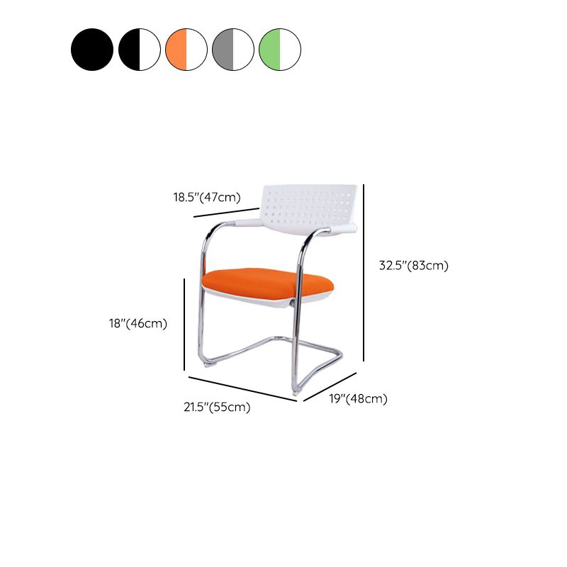 Sedia da ufficio contemporanea senza ruote sedia da scrivania a metà schiena con braccio