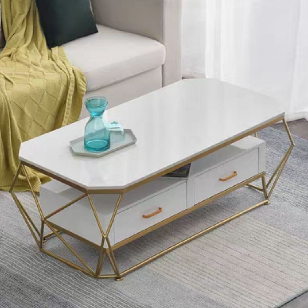 Modern Frame Coffee Table Rectangular Glass Top Coffee Cocktail Table for Home