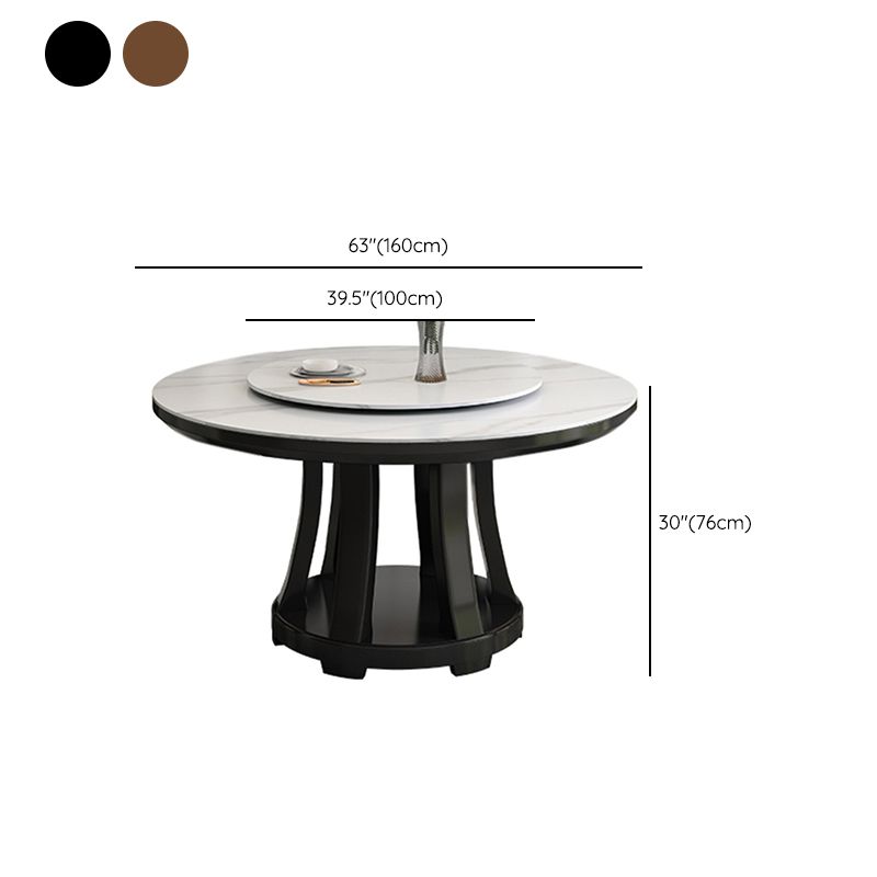 Sintered Stone Dining Table Round Dinner Table with Rubberwood Base for Dining Room Clearhalo 'Dining Tables & Seating' 'Dining Tables' 'dining_table' 'furn' 'furn_dining_table' 'Furniture' 'Kitchen & Dining Furniture' 1200x1200_08a86374-3c04-4e71-80cf-975b0d62d3fa
