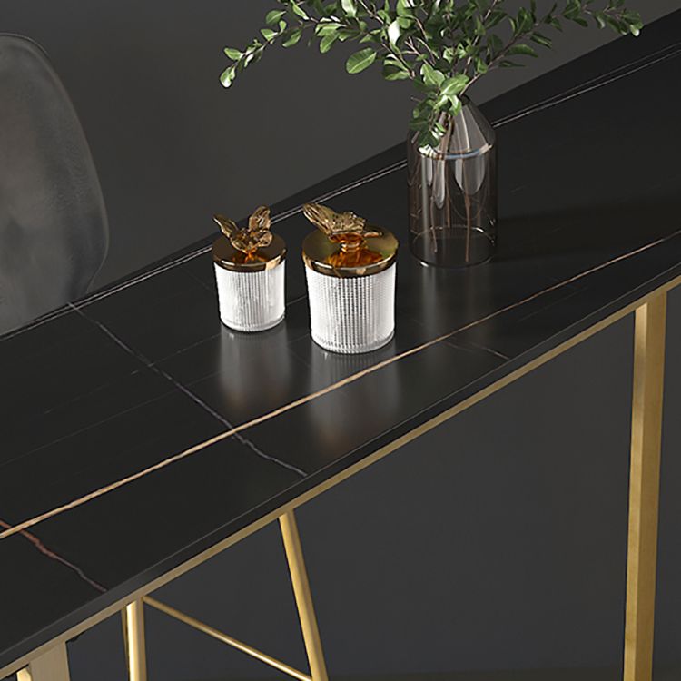 Barkruktafel met stenen blad Glam-stijl pubtafel met metalen poot