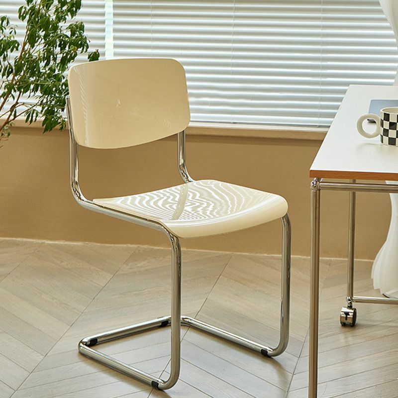 Modern Open Back Side Chair Plastic Armless Dining Chair with Metal Base
