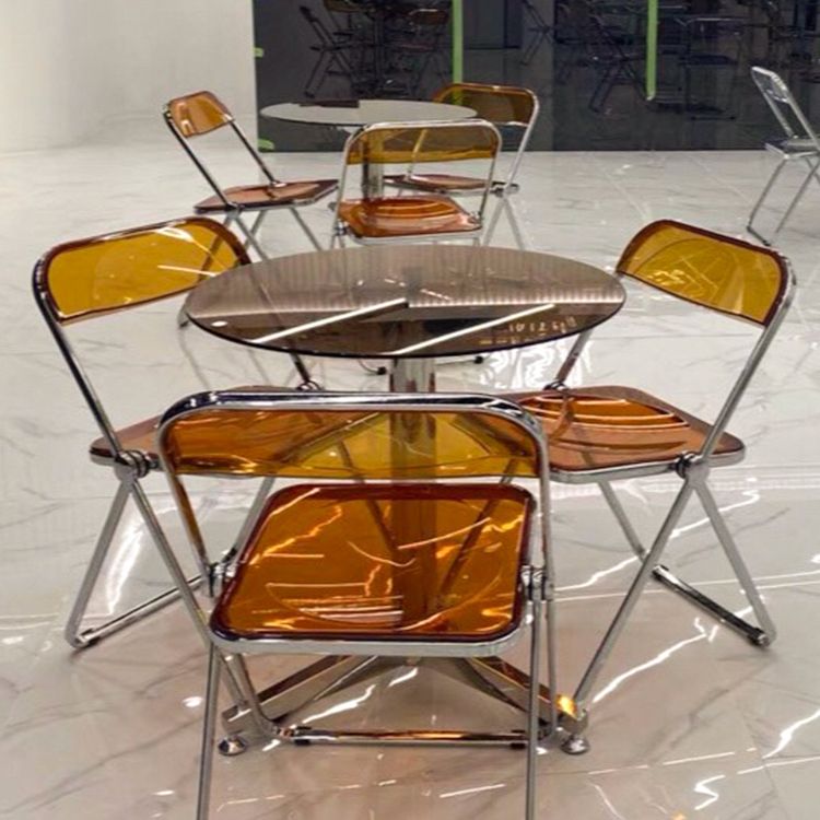 Round Tripod Dining Site Table Contemporary Tempered Glass Dinette Table Clearhalo ' dining_table' 'Dining Tables & Seating' 'Dining Tables' 'furn' 'furn_dining_table' 'Furniture' 'furniture_dining_table' 'Kitchen & Dining Furniture' 'kitchen&dining_furn' 'kitchen' 'kitchen_dining_table' 1200x1200_08ac62bd-52ae-448f-96bf-c014d26ed3c8