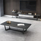 Modern Style Rectangular Slate Table with Metal Trestle Type Base Coffee Table