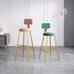 Nordic Armless Backrest Counter Stool Iron Dining Room Bar Stool with Velvet Cushion
