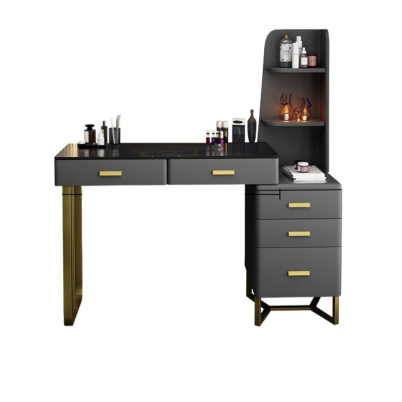 5 Holzschubladen Eitelkeitssatz mit Stuhl im grauen Steinverkederstisch