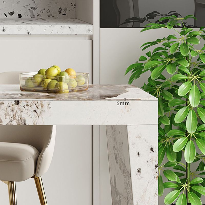 Tavolo da bancone rettangolare in pietra sinterizzata stile Glam da 1/3 pezzi con sgabelli alti