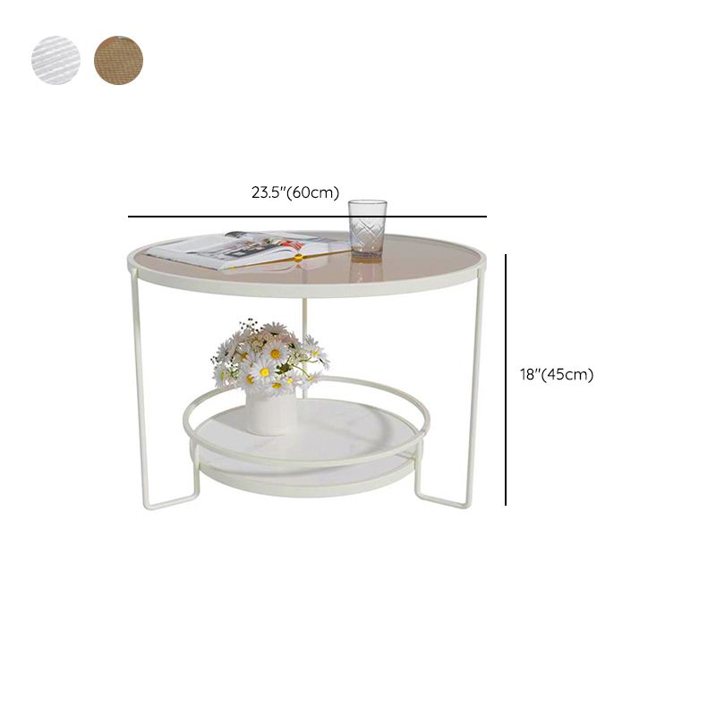 Contemporary Glass Top Coffee Table Round Metal Frame Cocktail Table Clearhalo 'Coffee & Accent Tables' 'Coffee Tables' 'coffee_tables' 'furn' 'furn_coffee_tables' 'Furniture' 'Living Room Furniture' 1200x1200_08aedd43-9db5-4ac5-9793-32bf474d893f