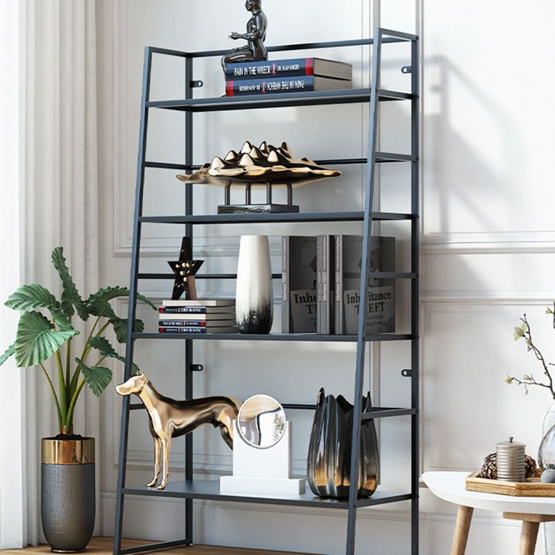 Modern Bookshelf Ladder Metal Open Back Shelf Bookcase with Shelves for Living Room Clearhalo 'Bookcases' 'furn' 'furn_bookcases' 'Furniture' 'Office Furniture' 1200x1200_08b1297f-183a-447e-86ca-75ae0131e416