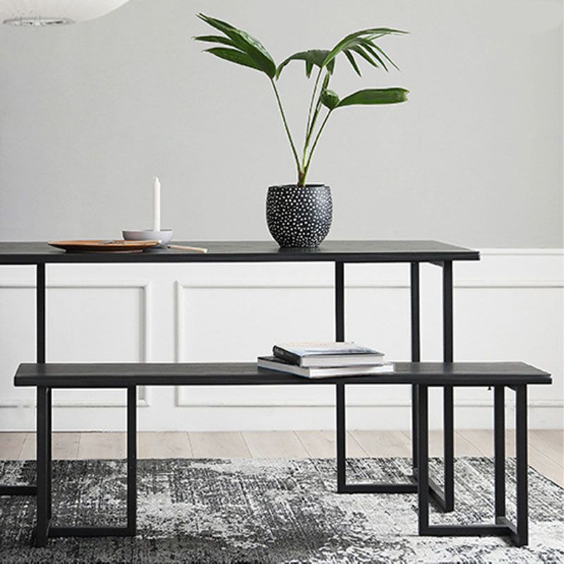 Mid-Century Modern Solid Wood Bench Rectangle Seating Bench in Black with Legs Clearhalo 'Benches' 'Chairs & Seating' 'furn' 'furn_benches' 'Furniture' 'Living Room Furniture' 1200x1200_08b1632e-8903-4b43-a3ff-423ac150a1e5