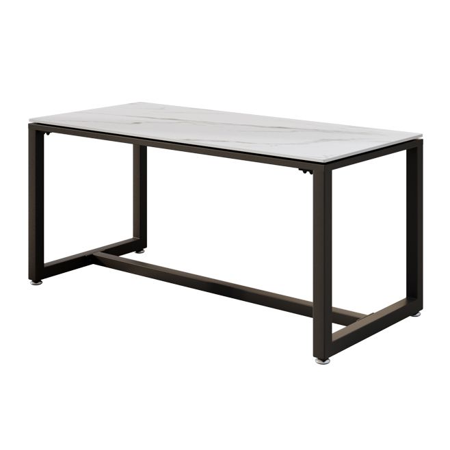 Modern Style White Dining Table Sintered Stone Table with Black Frame for Dining Room Clearhalo ' dining_table' 'Dining Tables & Seating' 'Dining Tables' 'furn' 'furn_dining_table' 'Furniture' 'furniture_dining_table' 'Kitchen & Dining Furniture' 'kitchen&dining_furn' 'kitchen' 'kitchen_dining_table' 1200x1200_08b23195-8f61-4831-8f46-83408dc5c5bb