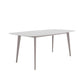 Glam Style Furniture Rectangle Stone Dining Room Table in White