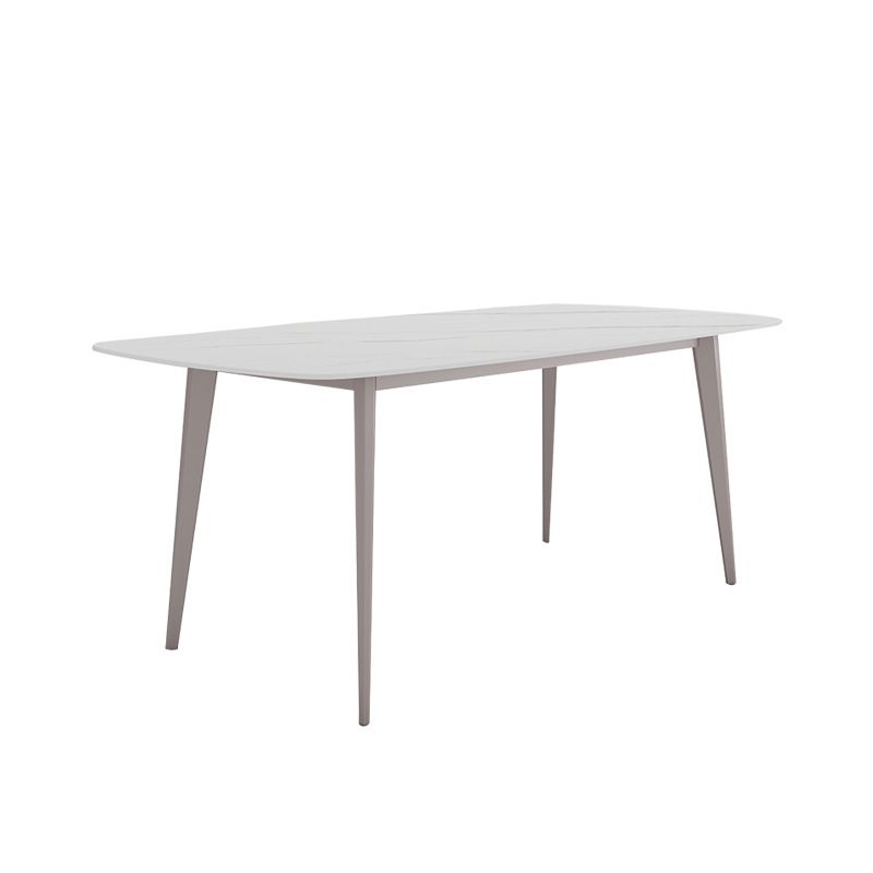 Glam Style Furniture Rectangle Stone Dining Room Table in White