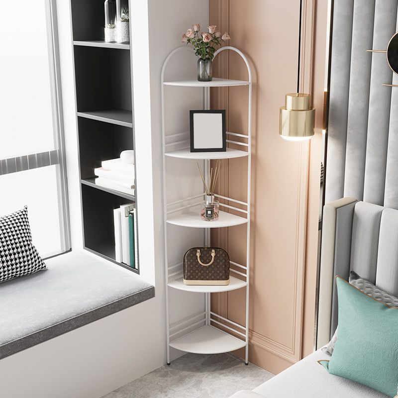 Moderne Bücherregal -Ecke Metal Open Back Regal Bücherregal mit Regalen für Wohnzimmer