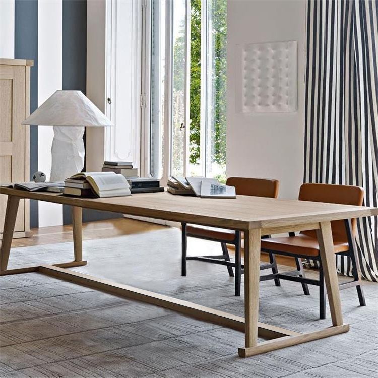 Modern Solid Wood Table for Restaurant Rectangle Dining Table with Trestle Base Clearhalo 'Dining Tables & Seating' 'Dining Tables' 'dining_table' 'furn' 'furn_dining_table' 'Furniture' 'furniture_dining_table' 'Kitchen & Dining Furniture' 'kitchen' 'kitchen_dining_table' 1200x1200_08b77c21-fbbc-4c12-8335-e5651fe31c36