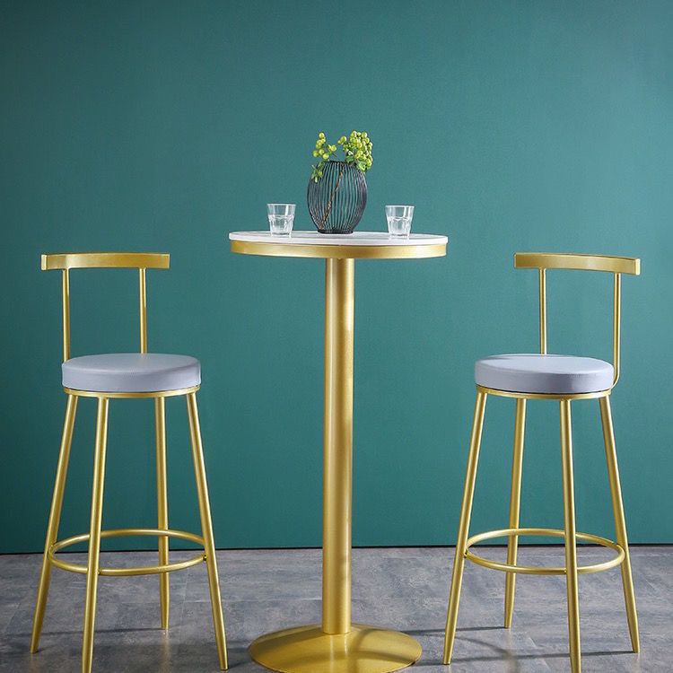 Glam Low Back Bar and Counter Stool Round Stool with 4 Gold Legs Clearhalo 'Bar Furniture' 'Bar Stools' 'bar_stools' 'furniture_bar_stools' 'Kitchen & Dining Furniture' 'kitchen&dining_furn' 'kitchen' 'kitchen_furn' Furniture' 1200x1200_08b7ba5a-98f7-413d-ab49-7dfa97a27b45