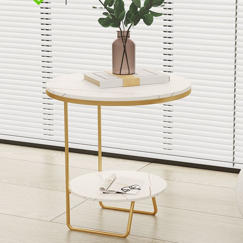 Scaffale per accento il divano in vetro e pietra rotondo e tavolo da tavolo incluso tavolo da estremità - Dia 19.69 "