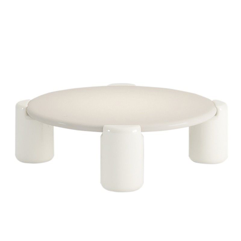 Contemporary White Round Wooden Coffee Table with 4 Legs Cocktail Table