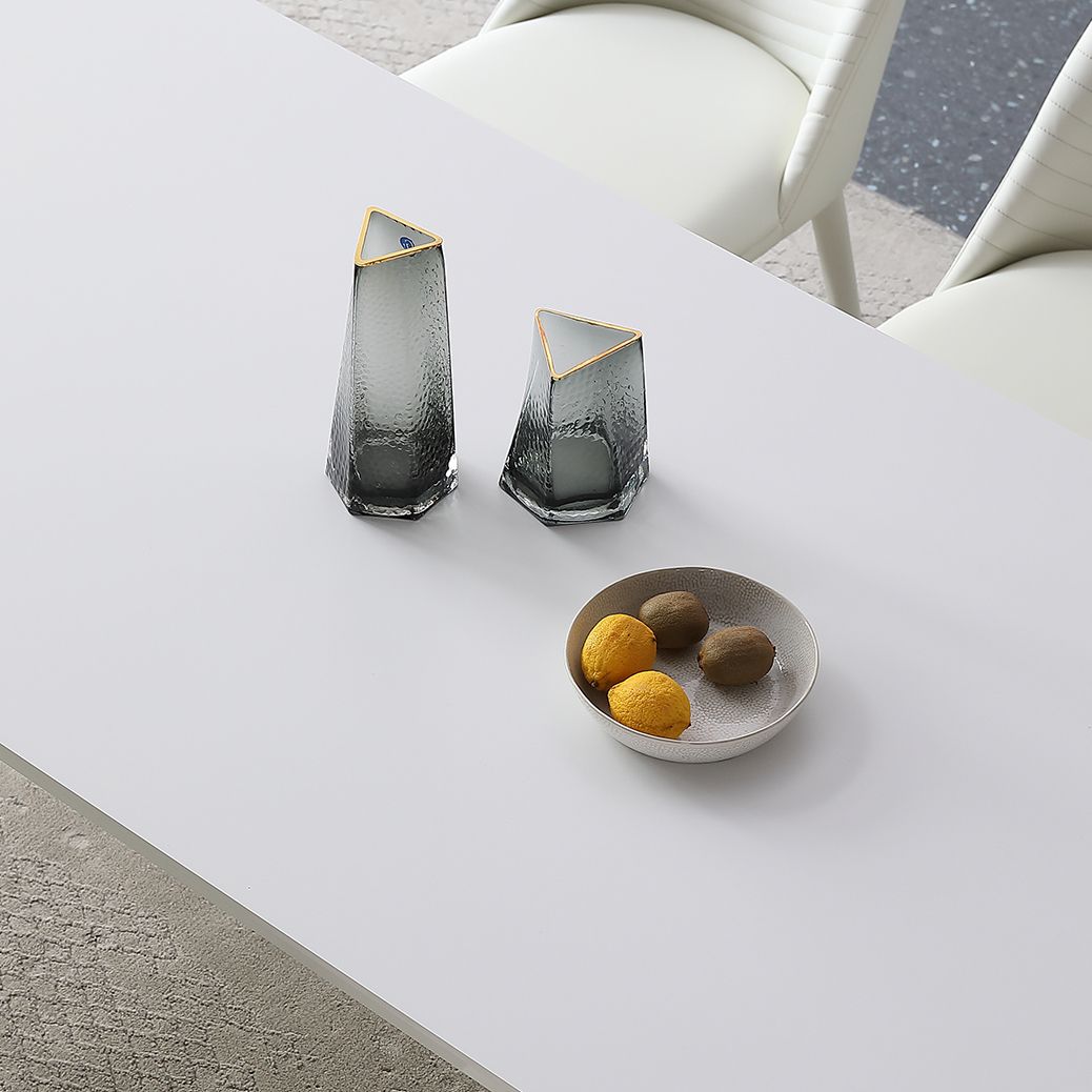Modern White Rectangle Shape Dining Table Sintered Stone Kitchen Dining Table with 4 Legs Base Clearhalo ' dining_table' 'Dining Tables & Seating' 'Dining Tables' 'Furniture' 'furniture_dining_table' 'Kitchen & Dining Furniture' 'kitchen&dining_furn' 'kitchen' 'kitchen_dining_table' 1200x1200_08b93a99-5859-42aa-b2f1-cb336af26d7a