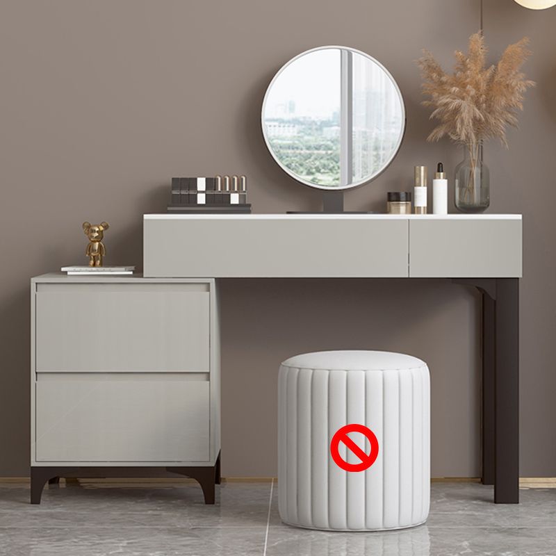 Contemporary Slate Top Vanity Dressing Table Wood 4 Drawer Vanity Set