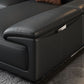 Black Faux Leather Sofa 33.46" H Pillow Top Arm Sofa & Chaise Clearhalo 'furn' 'furn_sectionals' 'Furniture' 'furniture_sectionals' 'Living Room Furniture' 'Sectionals' 1200x1200_08b9adb7-681d-4fae-8886-cf953a0076bc