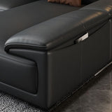 Black Faux Leather Sofa 33.46" H Pillow Top Arm Sofa & Chaise Clearhalo 'furn' 'furn_sectionals' 'Furniture' 'furniture_sectionals' 'Living Room Furniture' 'Sectionals' 1200x1200_08b9adb7-681d-4fae-8886-cf953a0076bc