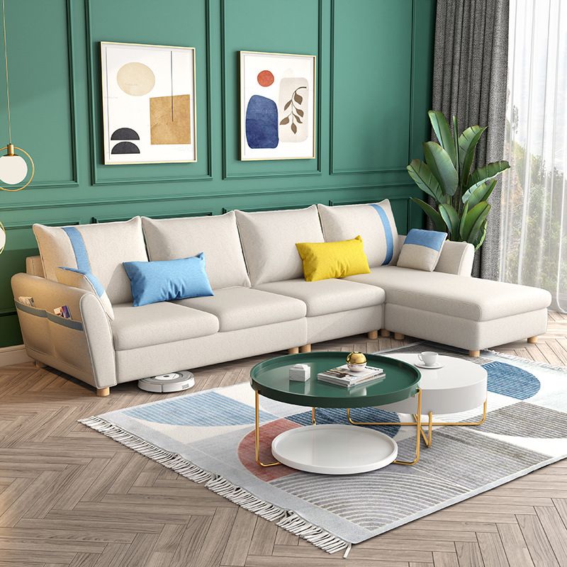 4-seater Sectional with Four Pillows Back and Storage for Apartment Clearhalo 'furn' 'furn_sectionals' 'Furniture' 'furniture_sectionals' 'Living Room Furniture' 'Sectionals' 1200x1200_08bb36df-6f68-4a50-9dfa-86377bec8022